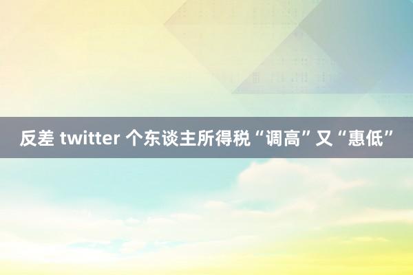 反差 twitter 个东谈主所得税“调高”又“惠低”