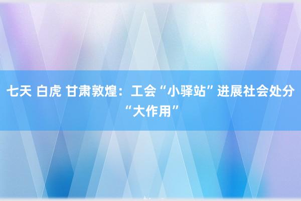 七天 白虎 甘肃敦煌：工会“小驿站”进展社会处分“大作用”