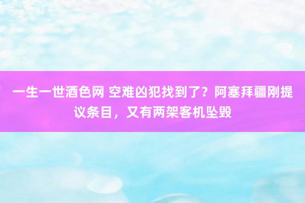 一生一世酒色网 空难凶犯找到了？阿塞拜疆刚提议条目，又有两架客机坠毁