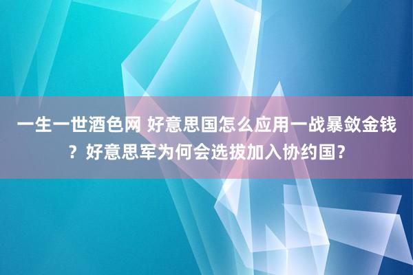 一生一世酒色网 好意思国怎么应用一战暴敛金钱？好意思军为何会选拔加入协约国？